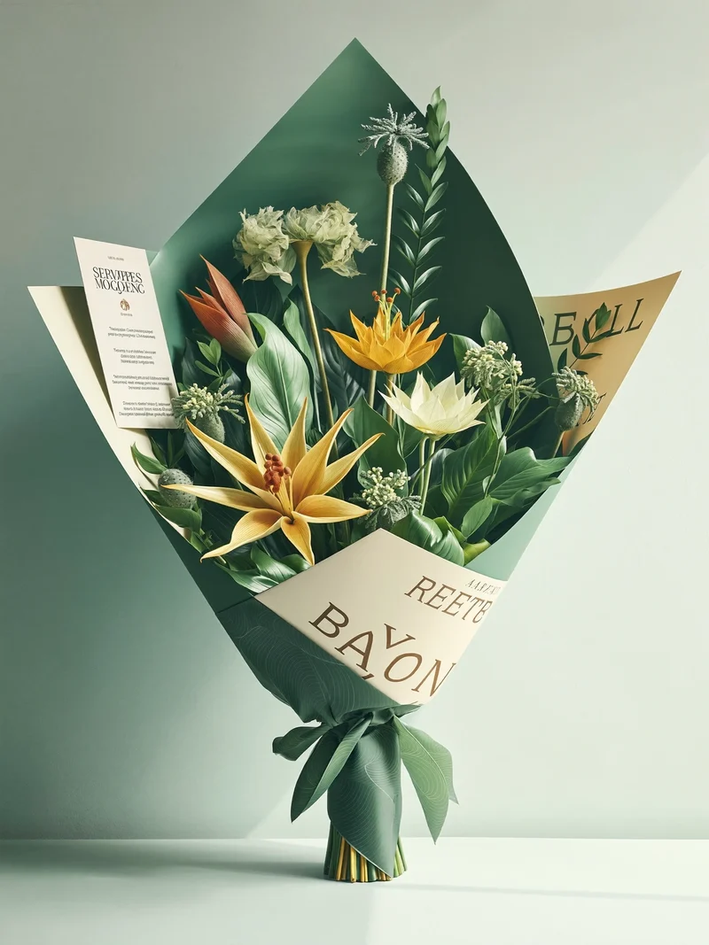 Illustration eines saisonalen Straussen mit asymmetrischer Verpackung